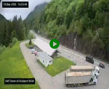 Webcam à l'entrée du tunnel du Somport, côté français, sur la N134, dans les Pyrénées, en direction de l'Espagne, à 1116 mètres d'altitude