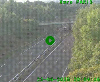 Caméra routière sur l'autoroute A20 au nord de Limoges, à la jonction avec la N520. Vue orientée vers Paris