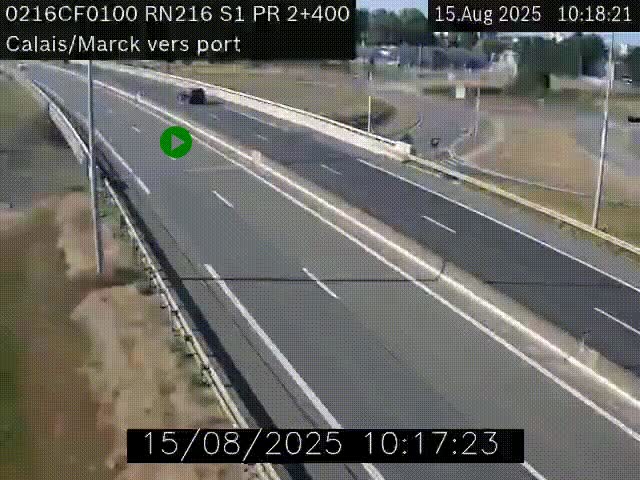 Webcam à Calais sur A216 (N216) en direction du port (harbour) de Calais.