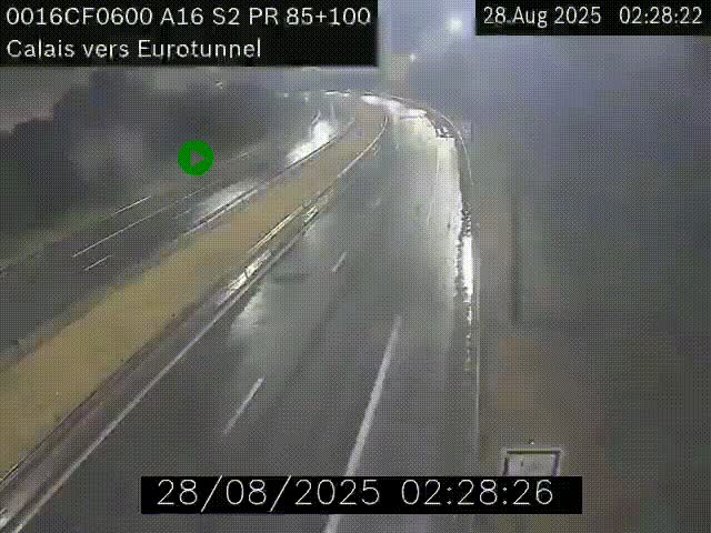 Webcam A16 à Calais en direction du Tunnel sous la Manche (Eurotunnel)