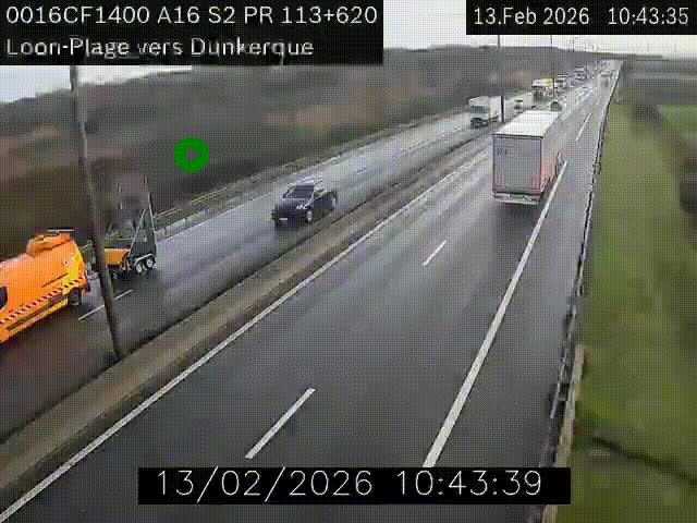Webcam autoroute A16 à hauteur de Loon-Plage. Vue orientée vers Dunkerque et la Belgique.