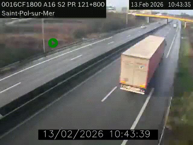 Webcam autoroute A16 à proximité de Dunkerque, à hauteur de la sortie Saint-Pol-sur-Mer. Vue orientée vers Calais