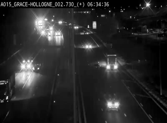 Webcam E42/A15 à Grâce-Hollogne, à proximité de la jonction avec l'A604. Vue orientée vers Namur