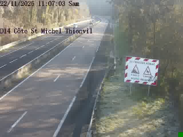Webcam sur la D14, dans la côte Saint-Michel. Vue orientée vers Thionville