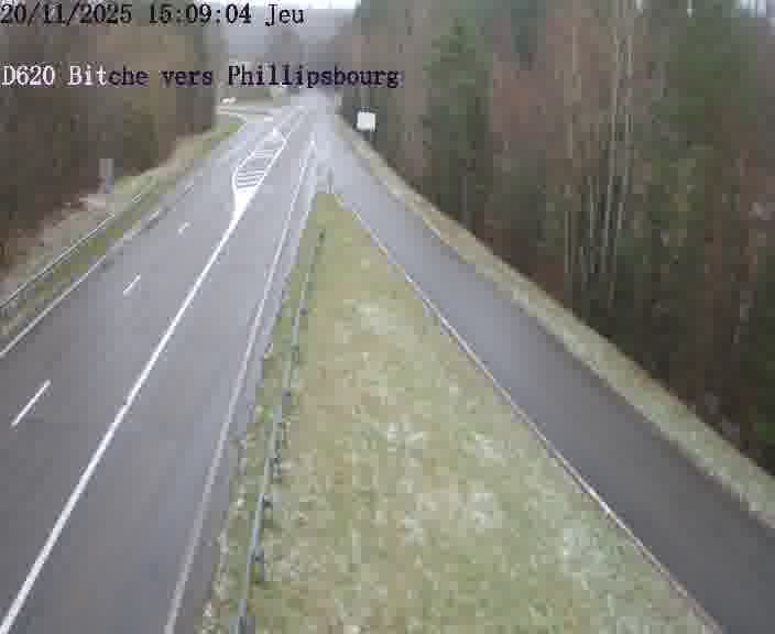Webcam sur la D620, sur le contournement de Bitche. Vue orientée vers Philippsbourg