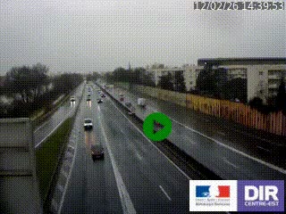 Webcam trafic au bout de l'A42, à la jonction avec le Boulevard Périphérique Nord de Lyon (D383) à Villeurbanne. Vue orientée vers Marseille