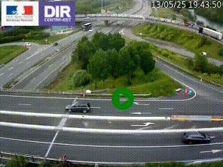 Webcam traffic à Grenoble-sud sur l'autoroute A480. Vue orientée vers l'entrée et la sortie de Grenoble