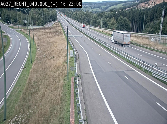 Webcam A27/E42 à hauteur de la sortie 13 Recht à proximité de Malmedy. Vue orientée vers Malmedy et Liège
