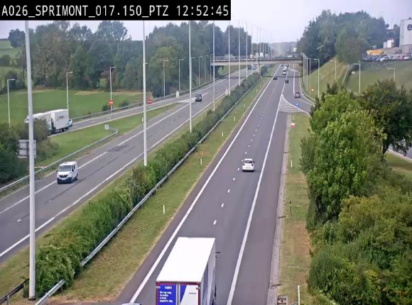 Webcam A26 (E25) à Sprimont, sur l'autoroute entre Liège et Arlon. Vue orientée vers le Luxembourg