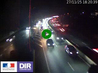 Caméra autoroute sur A6 - Valvert, près de Lyon, en direction de Paris, à hauteur de la sortie 36 Porte du Valvert