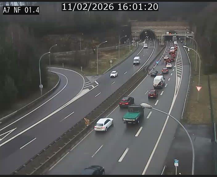 Caméra autoroute Luxembourg A7 - Echangeur Waldhaff - direction Tunnel Stafelter