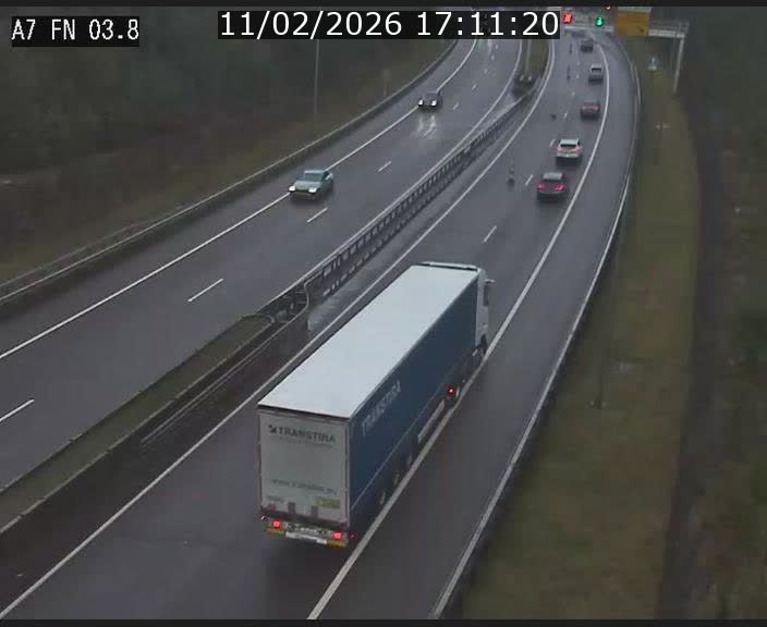 Caméra autoroute Luxembourg A7 - Passage à gibier Rëngelbour - direction Tunnel Stafelter