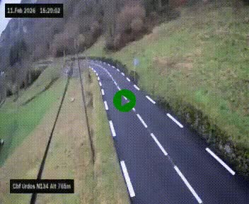 Webcam dans les Pyrénées Atlantique au niveau du col d'Urdos et du fort du Pourtalet sur la N134, en direction du Col et du tunnel du Somport, à 765 mètres d'altitude