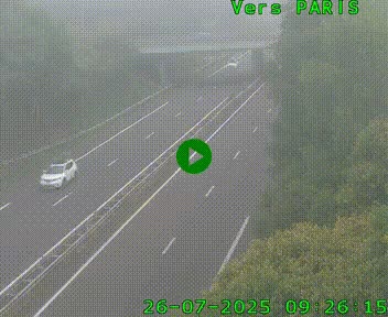 Caméra routière sur l'autoroute A20 au nord de Limoges, à la jonction avec la N520. Vue orientée vers Paris