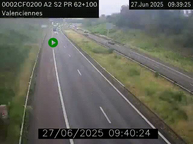 Webcam autoroute A2 à Valenciennes. Vue orientée vers Maubeuge et Mons (Belgique)