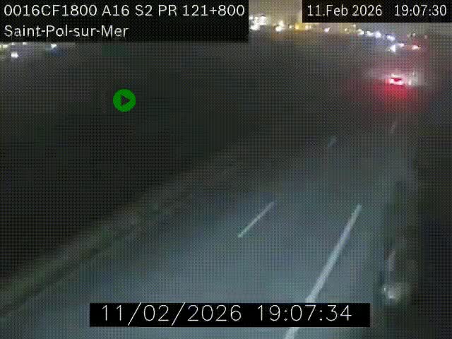 Webcam autoroute A16 à proximité de Dunkerque, à hauteur de la sortie Saint-Pol-sur-Mer. Vue orientée vers Calais