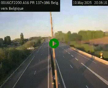 Webcam à la frontière franco-belge au niveau de Bray-Dunes/De-Panne sur l'autoroute A16. Vue orientée vers la Belgique