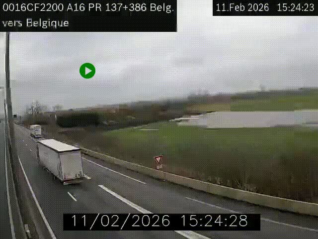 Webcam à la frontière franco-belge au niveau de Bray-Dunes/De-Panne sur l'autoroute A16. Vue orientée vers la Belgique