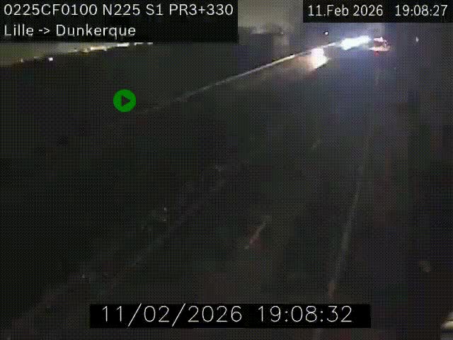 Webcam autoroute A25 (N225) à hauteur de Bergues (Bierne). Vue orientée vers Dunkerque.