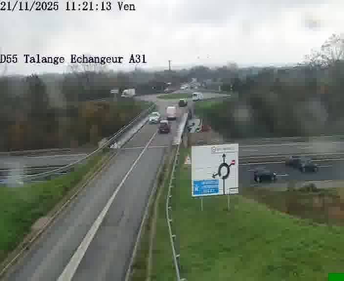 Webcam sur la D55 à Talange au niveau du pont surplombant l'A31 (sens droite-gauche vers Luxembourg). Vue orientée vers Ay-sur-Moselle.