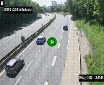Webcam routière à hauteur de Bois-Guillaume en périphérie de Rouen. Vue orientée vers Rouen