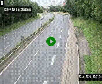 Webcam routière à hauteur de Bois-Guillaume en périphérie de Rouen. Vue orientée vers Rouen