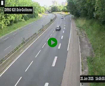 Webcam routière à hauteur de Bois-Guillaume en périphérie de Rouen. Vue orientée vers Rouen