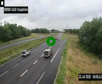 Webcam autoroute A150 à hauteur de La Vaupalière en périphérie de Rouen. Vue orientée vers Rouen