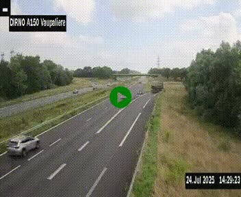 Webcam autoroute A150 à hauteur de La Vaupalière en périphérie de Rouen. Vue orientée vers Rouen