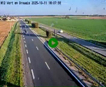 Webcam à hauteur de Vert-en-Drouais sur la N12, en périphérie de Dreux. Vue orientée vers Alençon
