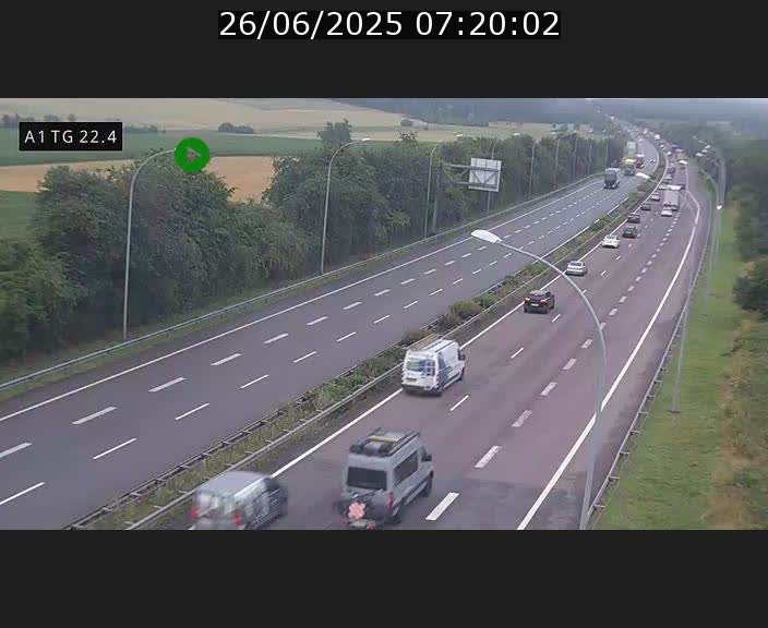 Traffic live webcam Luxembourg Flaxweiler - A1 direction Luxembourg - BK 22.4