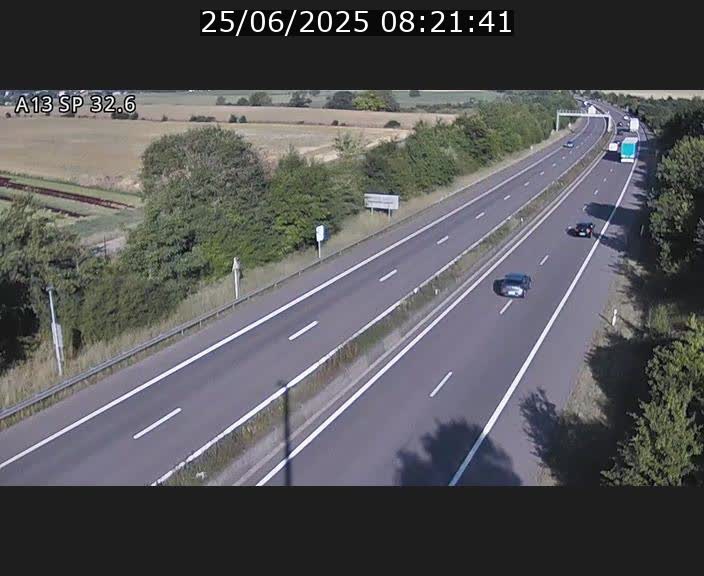 Webcam info trafic A13 à hauteur de Mondorf-les-bains. Vue orientée vers Altwies