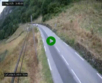 Webcam dans les Pyrénées Atlantique au niveau du col d'Urdos et du fort du Pourtalet sur la N134, en direction du Col et du tunnel du Somport, à 765 mètres d'altitude