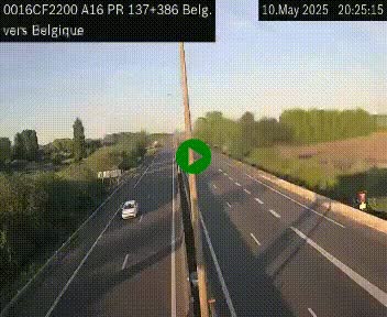 Webcam à la frontière franco-belge au niveau de Bray-Dunes/De-Panne sur l'autoroute A16. Vue orientée vers la Belgique