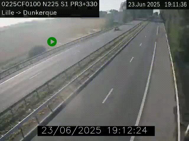 Webcam autoroute A25 (N225) à hauteur de Bergues (Bierne). Vue orientée vers Dunkerque.