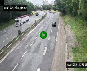 Webcam routière à hauteur de Bois-Guillaume en périphérie de Rouen. Vue orientée vers Rouen