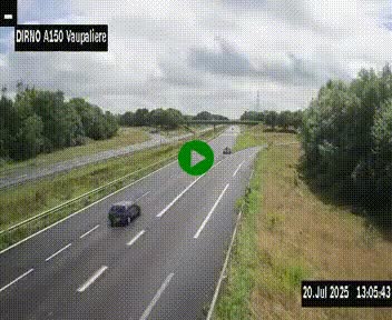 Webcam autoroute A150 à hauteur de La Vaupalière en périphérie de Rouen. Vue orientée vers Rouen
