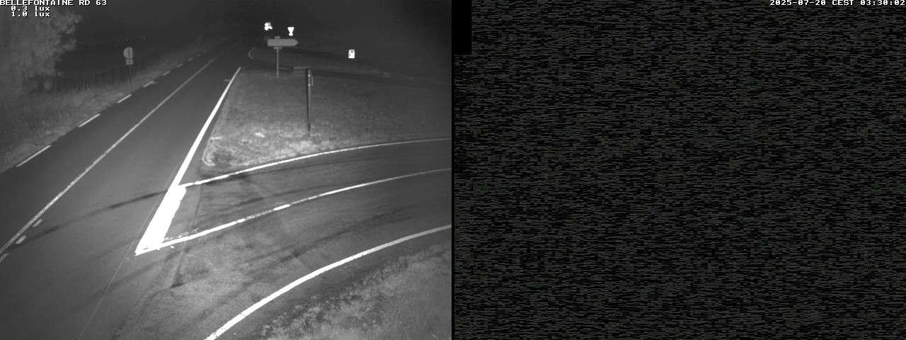 Webcam à Bellefontaine dans les Vosges à 552 mètres d'altitude sur la D63, à la jonction avec la D20A