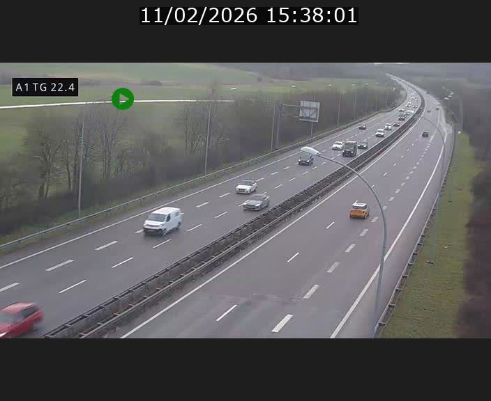 Traffic live webcam Luxembourg Flaxweiler - A1 direction Luxembourg - BK 22.4