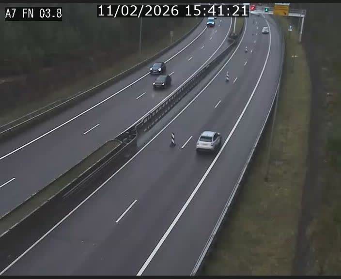 Caméra autoroute Luxembourg A7 - Passage à gibier Rëngelbour - direction Tunnel Stafelter