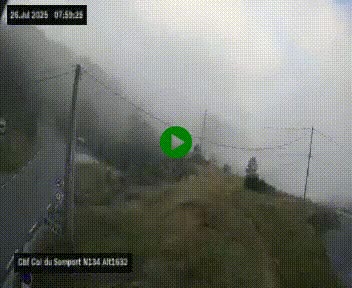 Webcam au col du Somport, côté français, sur la N134, dans les Pyrénées, en direction de l'Espagne, à 1632 mètres d'altitude