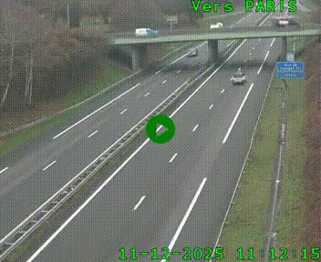 Caméra routière sur l'autoroute A20 au nord de Limoges, à la jonction avec la N520. Vue orientée vers Paris