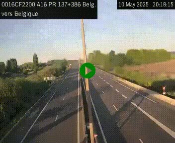 Webcam à la frontière franco-belge au niveau de Bray-Dunes/De-Panne sur l'autoroute A16. Vue orientée vers la Belgique