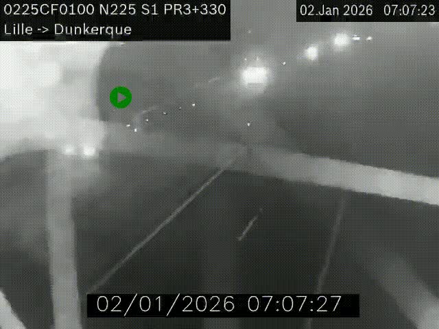 Webcam autoroute A25 (N225) à hauteur de Bergues (Bierne). Vue orientée vers Dunkerque.