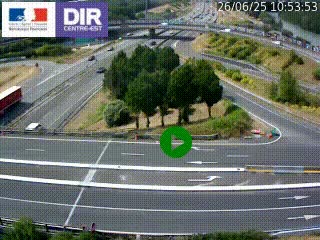 Webcam traffic à Grenoble-sud sur l'autoroute A480. Vue orientée vers l'entrée et la sortie de Grenoble