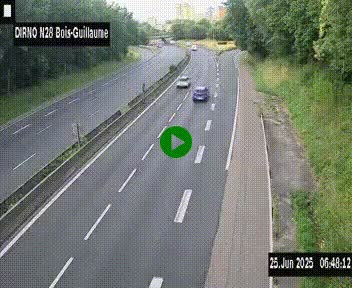 Webcam routière à hauteur de Bois-Guillaume en périphérie de Rouen. Vue orientée vers Rouen