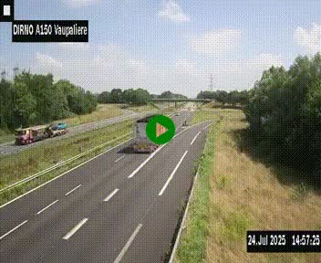 Webcam autoroute A150 à hauteur de La Vaupalière en périphérie de Rouen. Vue orientée vers Rouen