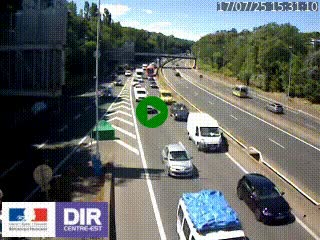 Caméra autoroute sur A6 - Valvert, près de Lyon, en direction de Paris, à hauteur de la sortie 36 Porte du Valvert