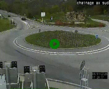 Webcam au nord d'Ax-les-Thermes au niveau de l'aire de chaînage de la N20. Vue orientée vers les Pyrénées, en direction de Pas de la Case