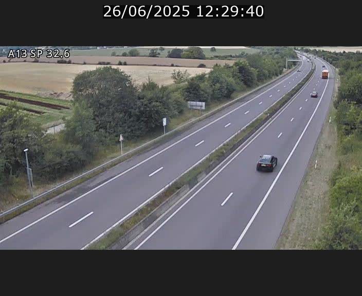 Webcam info trafic A13 à hauteur de Mondorf-les-bains. Vue orientée vers Altwies